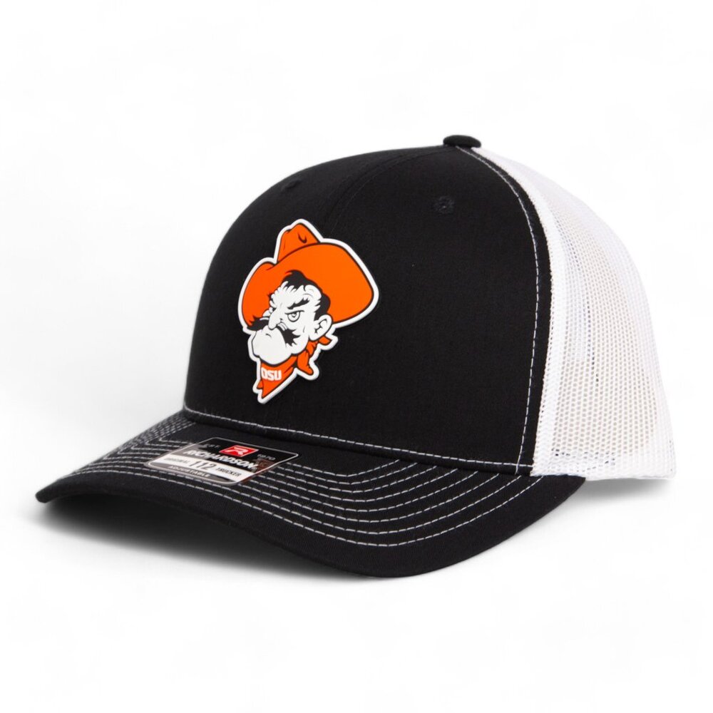 OSU Cowboys Pistol Pete Snapback Trucker Hat- Black/ White
